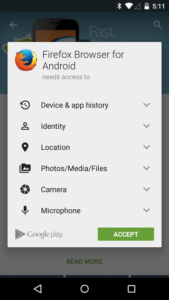 schermata autorizzazioni android