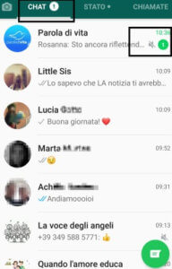 screenshot della lista chat di whatsapp