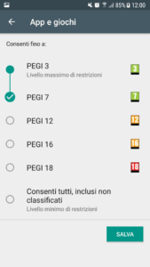 schermata impostazioni google play